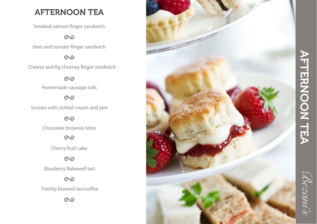 Bezani&rsquo;s afternoon tea menu