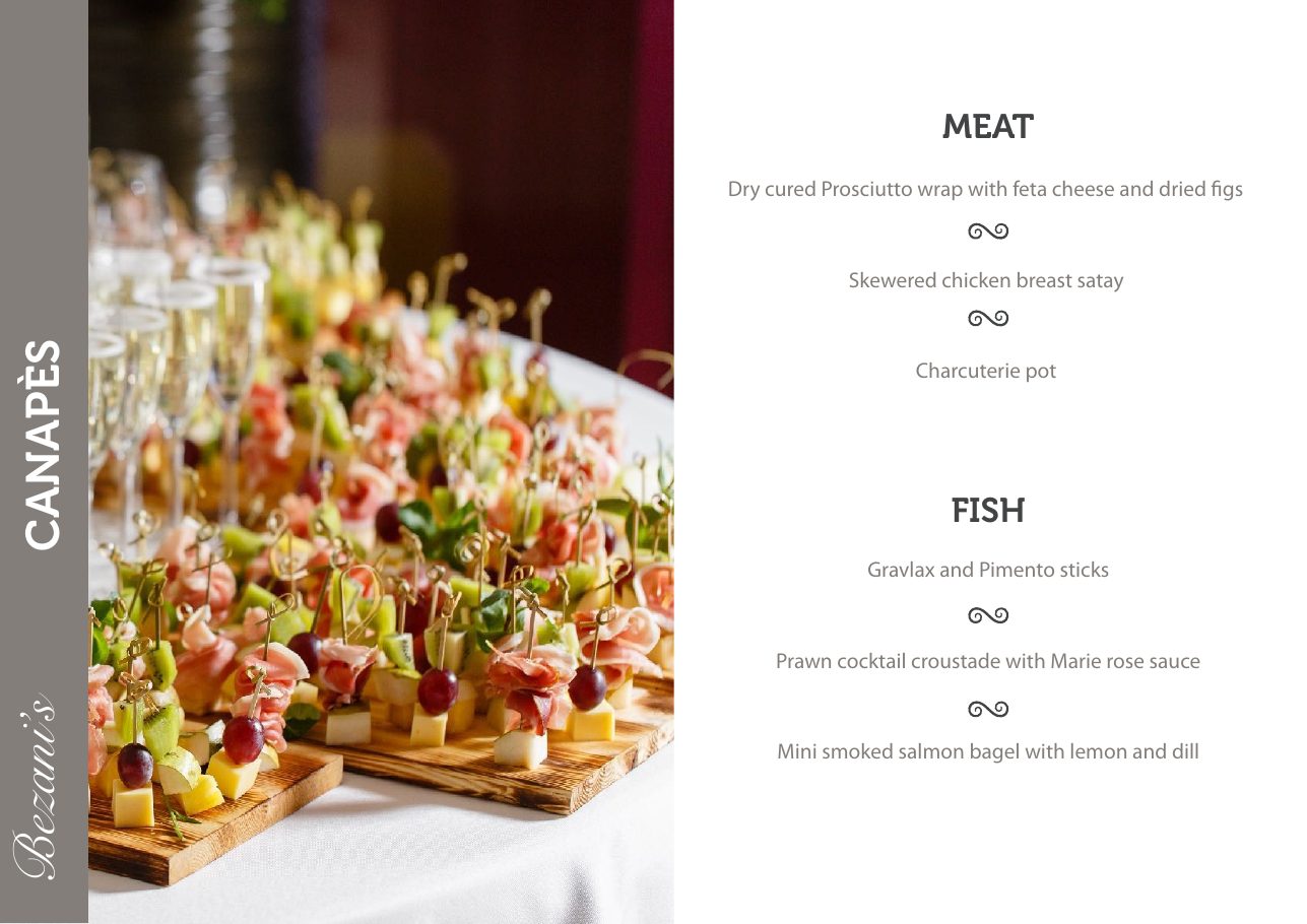 Bezani&rsquo;s canapés menu