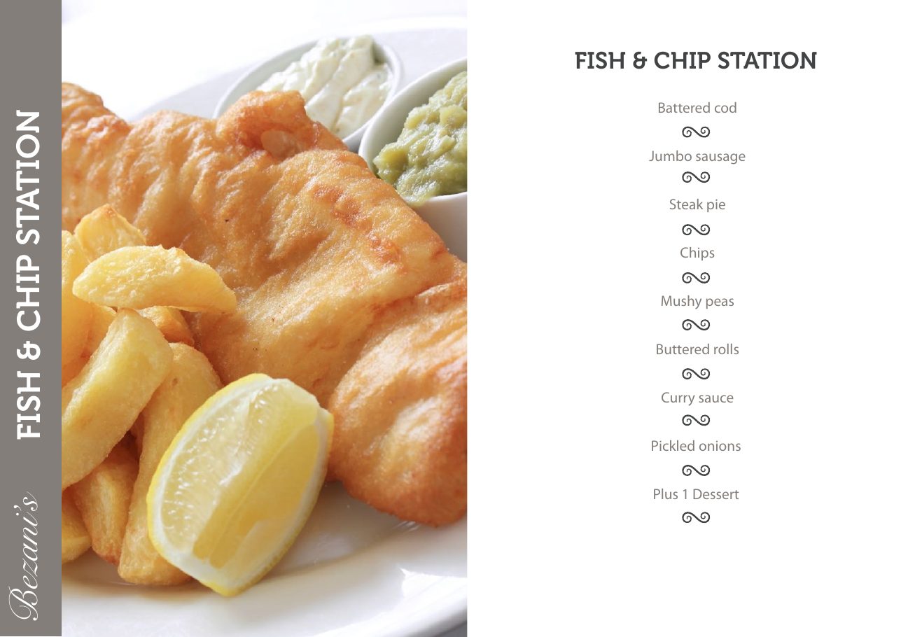 Bezani&rsquo;s fish and chip station menu