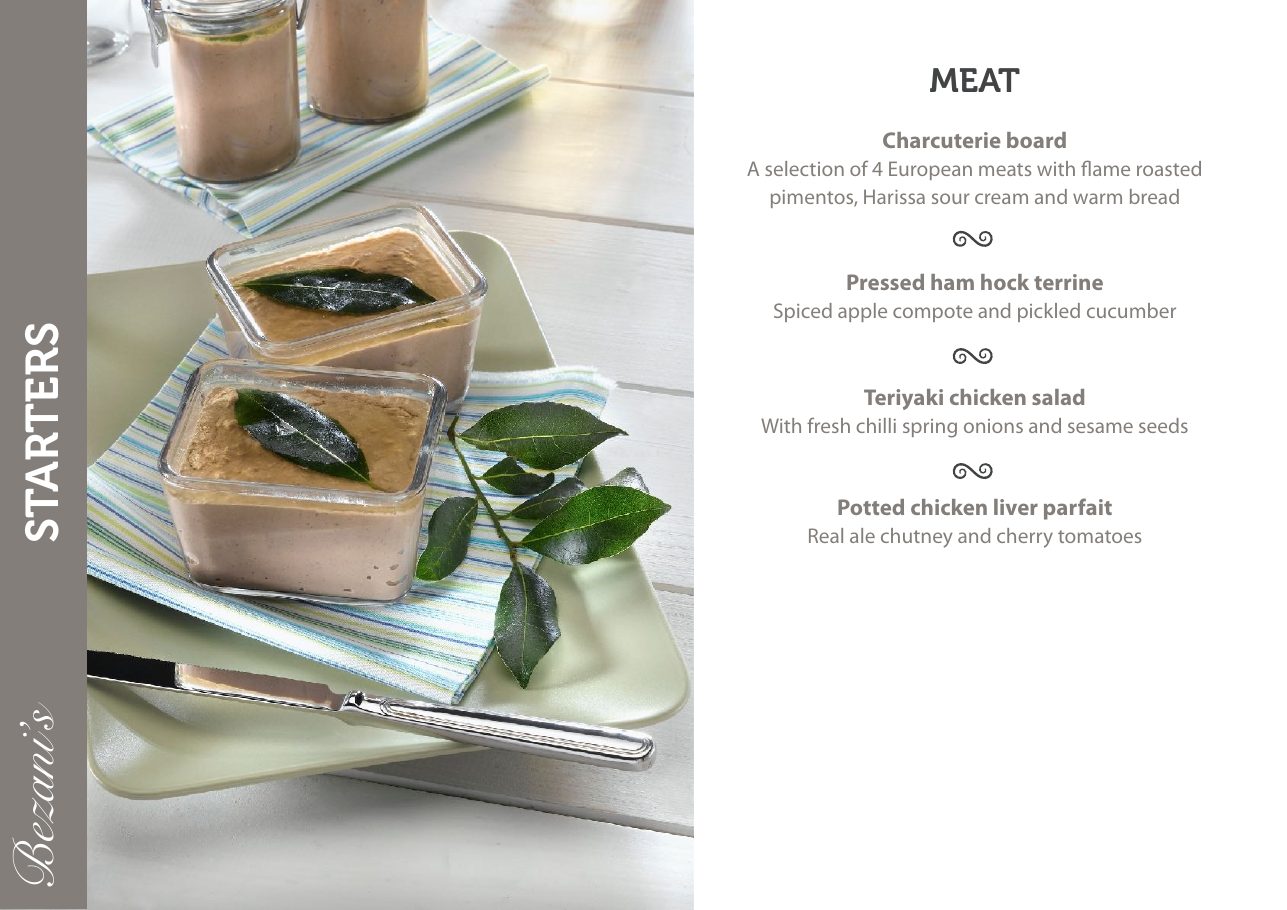 Bezani&rsquo;s starters menu
